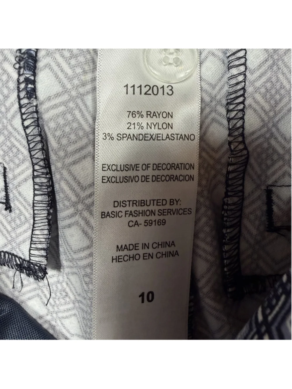 Mario Serrani Italy Comfort Stretch Geometric Print Shorts Black White Size 10